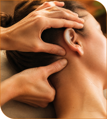 woman massaging head