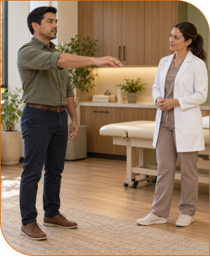 doctor examining and performing occupational service